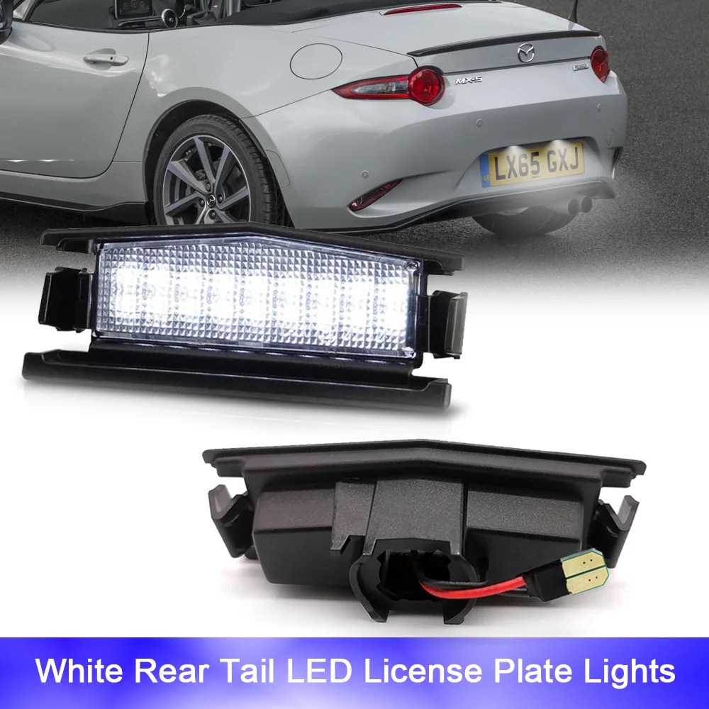 

For Mazda 2 Harchback DJ DL MK3 MX-5 Miata ND MK4 2015-2021 White LED Number License Plate Tail Lights Parking Backlights Lamp
