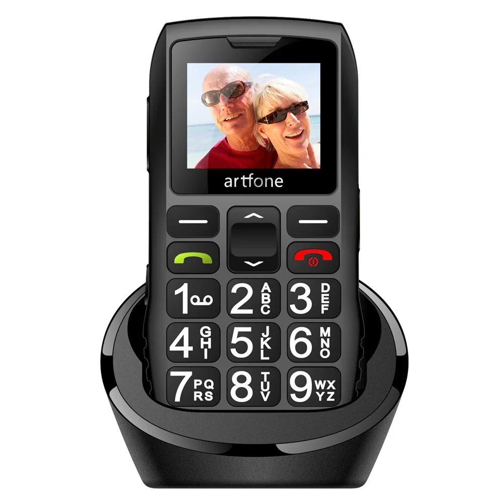 Artfone C1+ Bar Senior Mobile Phone LTE 4G Net With Charging Dock Big Keypad For Elderly Dual Sim One Key SOS FM 1400mAh Cell