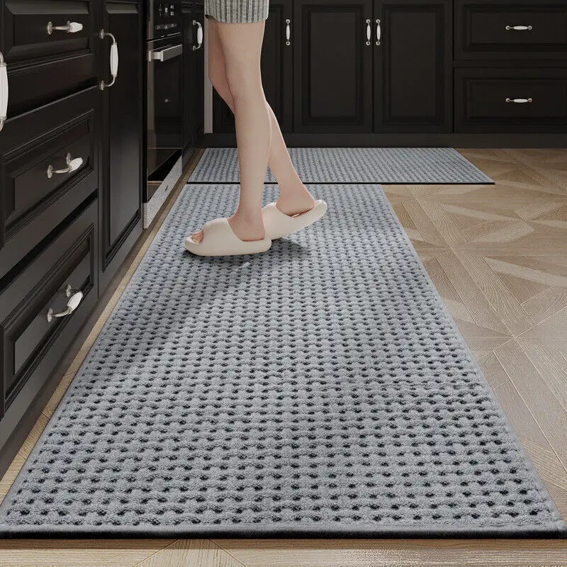 Kitchen Floor Mat Anti Slip Slurried Velvet Absorbing Carpet Long Footrest Pad Kitchen Mats for Floor Laundry Room Rug New