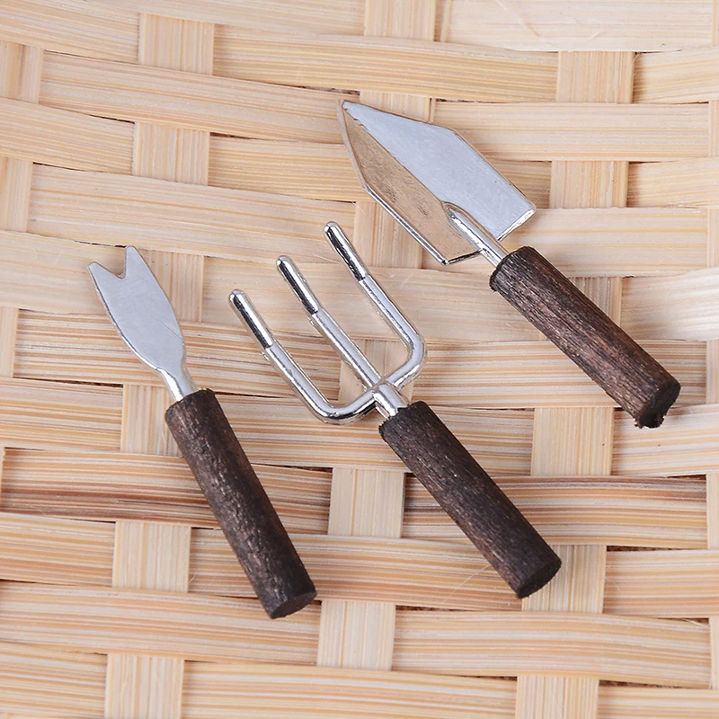 1:12 인형 집 미니어처 장난감, 미니 도자기 삽, 정원 도구, 3 개