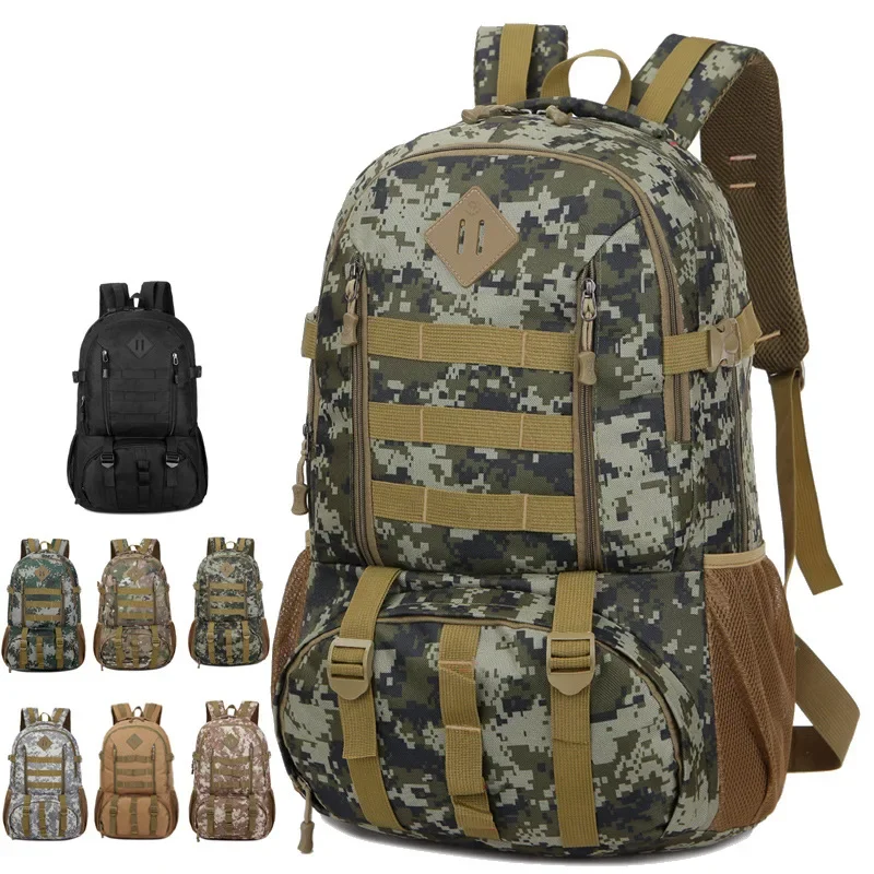 Outdoor Molle Camo Tactical Backpack 50L Military Army Mochila Waterproof Hiking Hunting Backpack Tourist Rucksack Sport Bag