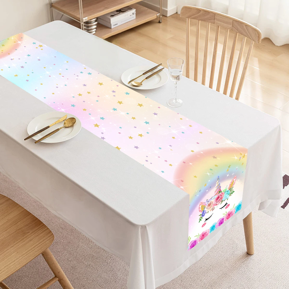 Rainbow Unicorn Table Runner Unicorn Birthday Party Decoration Kids Girls Baby Shower Wedding Unicorn Party Supplies