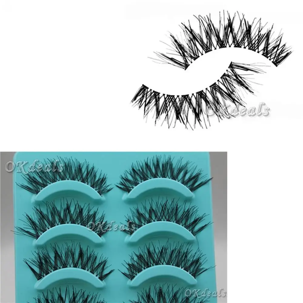 5 Pairs Cosmetic Cross Thick Long Black False Eyelashes Eye Lashes Extension Handmade