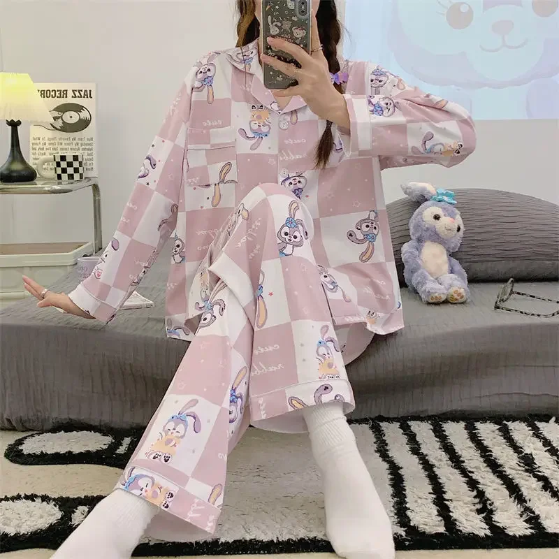 i star Dailu pajamas autumn new long-sleeved trousers casual two-piece set cute cartoon Disney loungewear women\'s pajamas