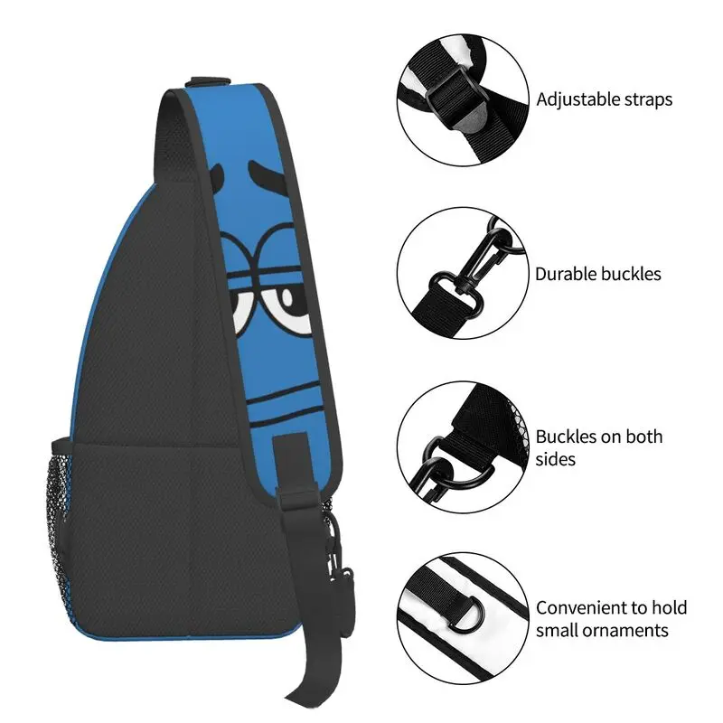 Mochila cruzada con caras de caramelo para hombre, bolso de pecho de hombro personalizado, mochila de día de viaje, dibujos animados, Chocolate, azul