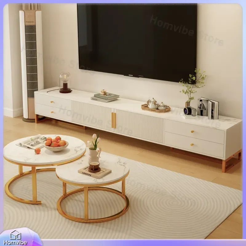 Modern TV Stand Cabinet Living Room Furniture Small Apartment Floor Storage Unit Simple Coffee Table Combo 2025 New Design
