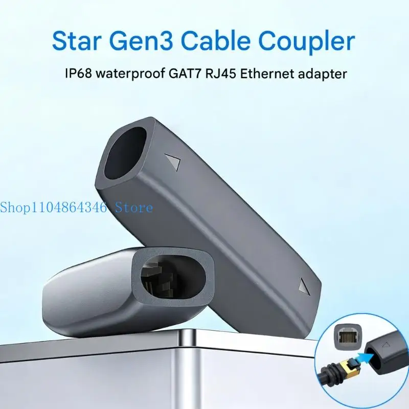 652F IP68 Waterproof RJ45 Coupler Cat7 Ethernet Adapter, Straight Through Inline Joiner Connector for Outdoor Networks Wiring