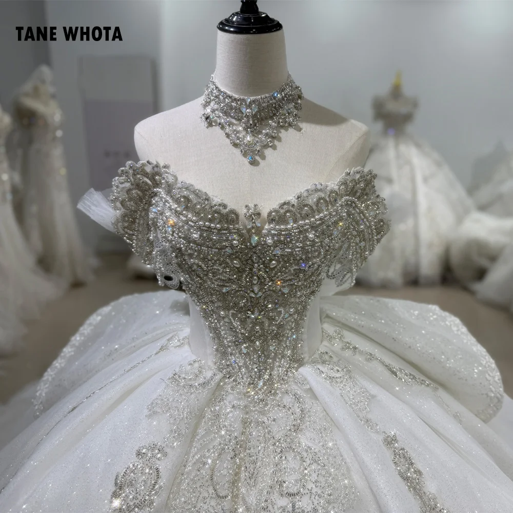 Vestido De Noiva Гражданское милое свадебное платье с открытыми плечами на шнуровке сзади, бальное платье с вышивкой бисером, свадебное платье по индивидуальному заказу