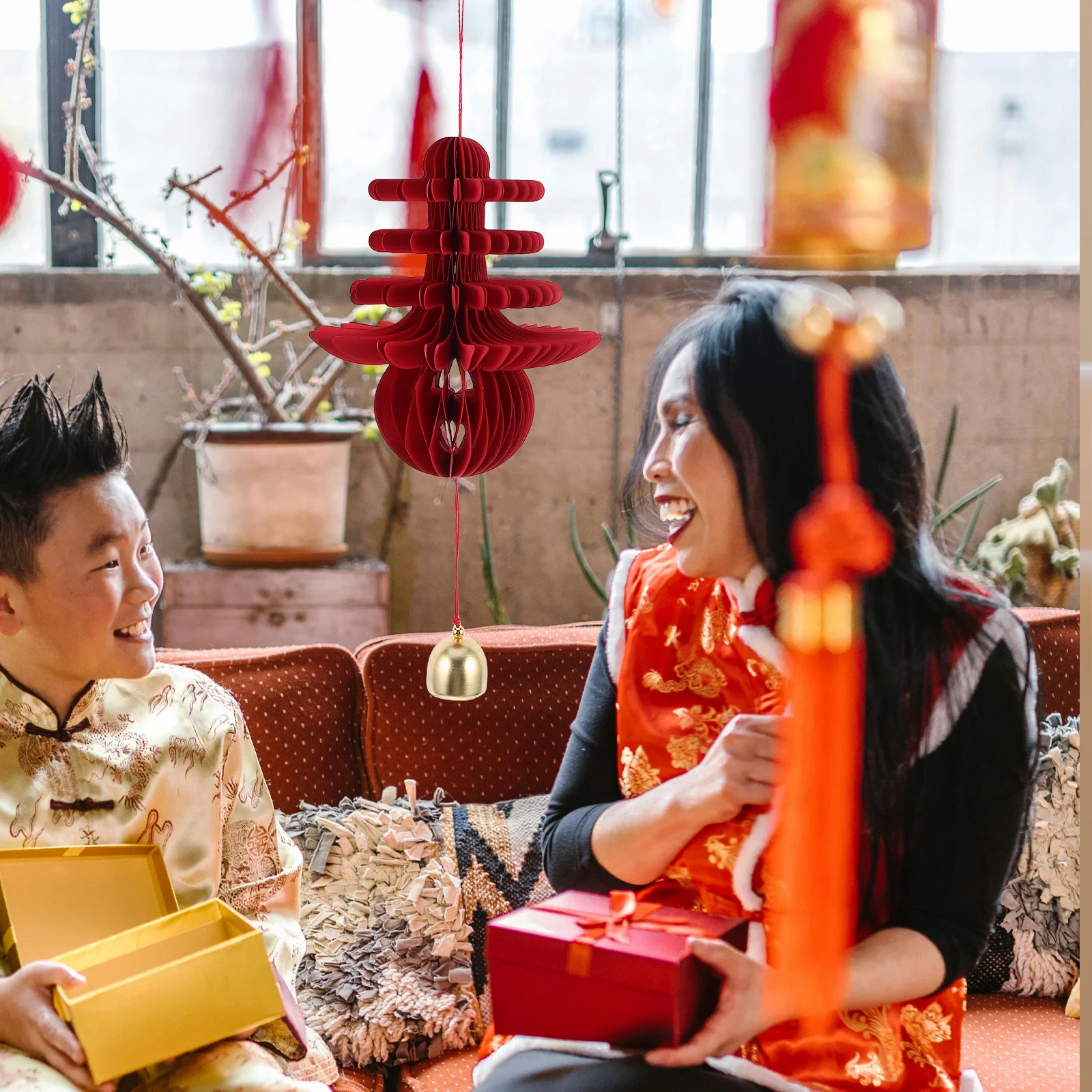 

Spring Festival Hanging Ornament Chinese New Year Decor For Living Room Home Party Three-Dimensional Paper Craft Wall Hanging