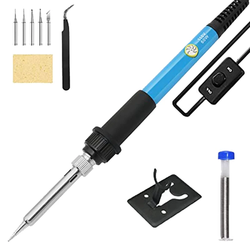 

Soldering Iron Soldering Iron Set Tool Supplies Adjustable Temperature (200-450°C) ON/Of Switch 60W Soldering Iron US Plug