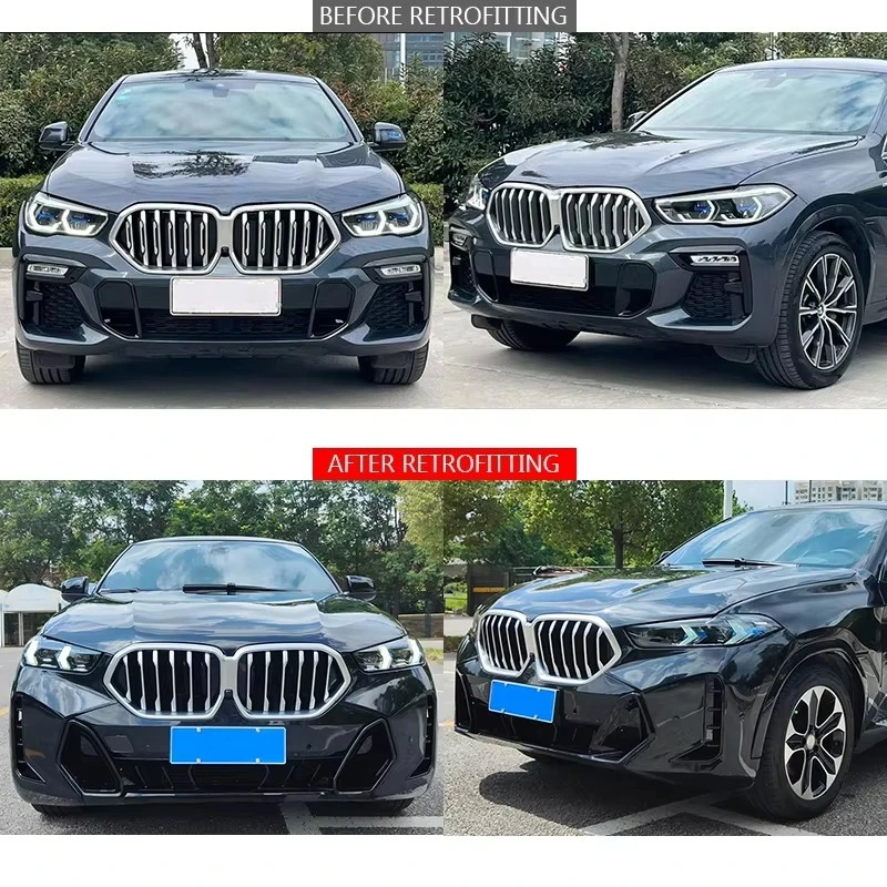 New 2023 F96 MT Body Kit with Fog Light Front Bumper Engine Hood Headlight Bolt-On for X6 G06 Car Upgrade