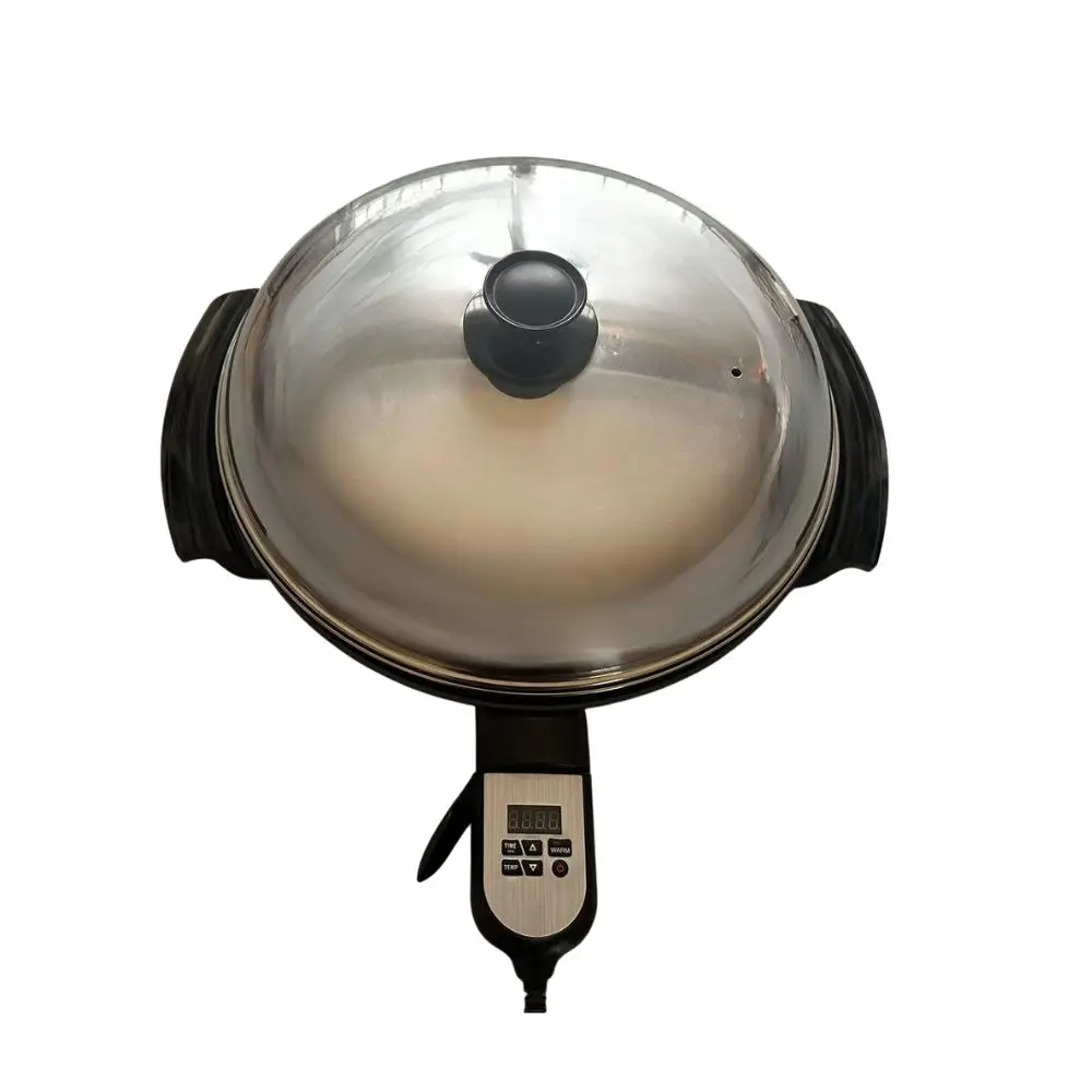 40cm Electric Injera Maker Crepe 1800W Digital Temperature Timer Control Non-Stick Flatbread Griddle Overheating Protection