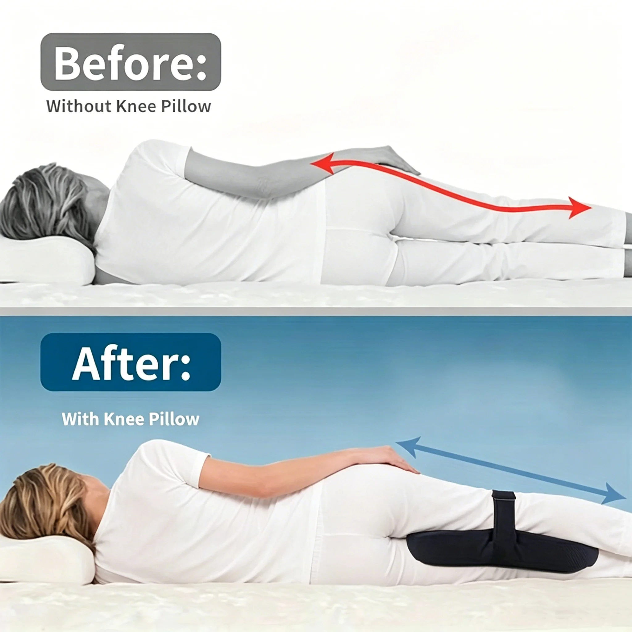 1 Piece Knee Pillow Ergonomic Side Pillow For Side Sleepers Back Legs Hips Joints Pregnancy Sciatic Neuralgia Relief