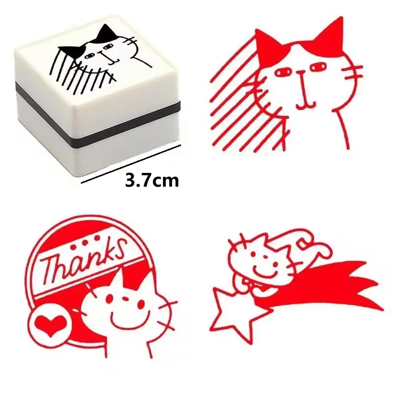 Cute Cat Cartoon Stamps Teacher Teaching Encouragement Stamps Self Inking Stamps Square for Scrapbook