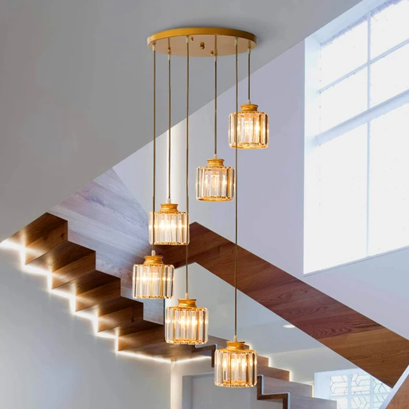 Nordic home decoration, stair chandelier, living room and dining room Pendant lights, ceiling light, indoor lighting crystal