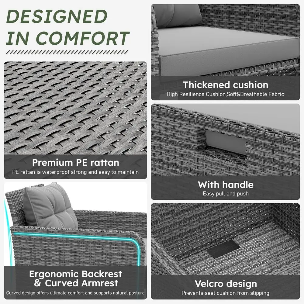 Balcony urniture Set 5 Piece Patio Contion Set, PE Wicker Outside urniture with Sot Cushions & Coee Table, Outdoor Lounge Chairs