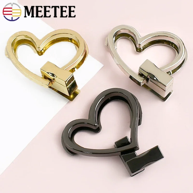 

1-5Pcs 52mm Heart Shape Metal Bag Locks Handbag Twist Turn Lock Buckles Replacement Purse Decorative Closure Toggle Latch Buckle