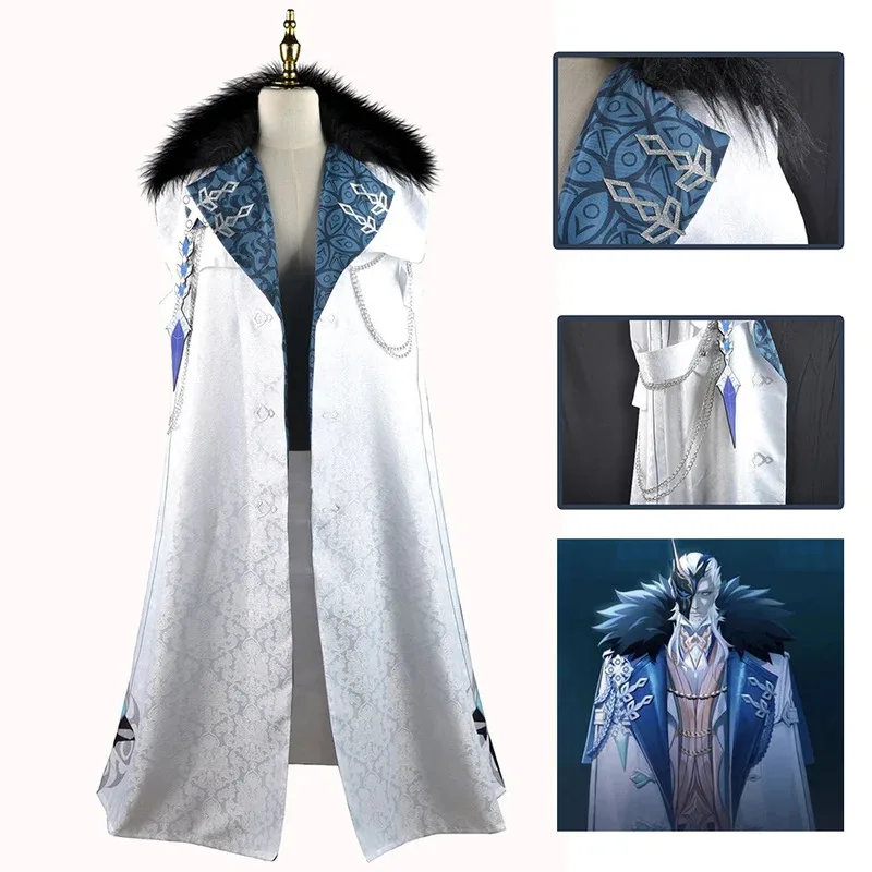 

qq34Game Impact Cloak Costume Genshin Tartaglia Cosplay Scarf Fatui Uniform Coat Cape Halloween Clothes Ou
