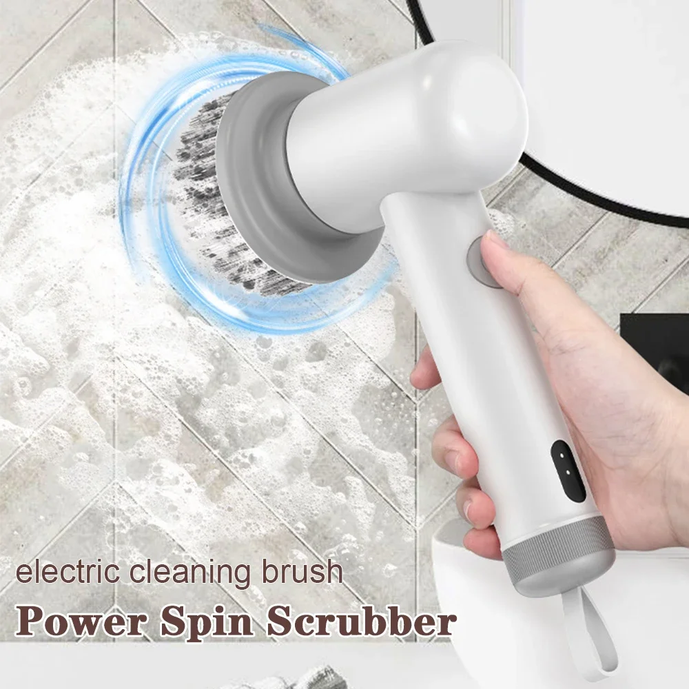

New Handle Wireless Electric Professional Portable Cleaning Brush Intelligent Powerful Spin Scrubber For Housework Dishwashing