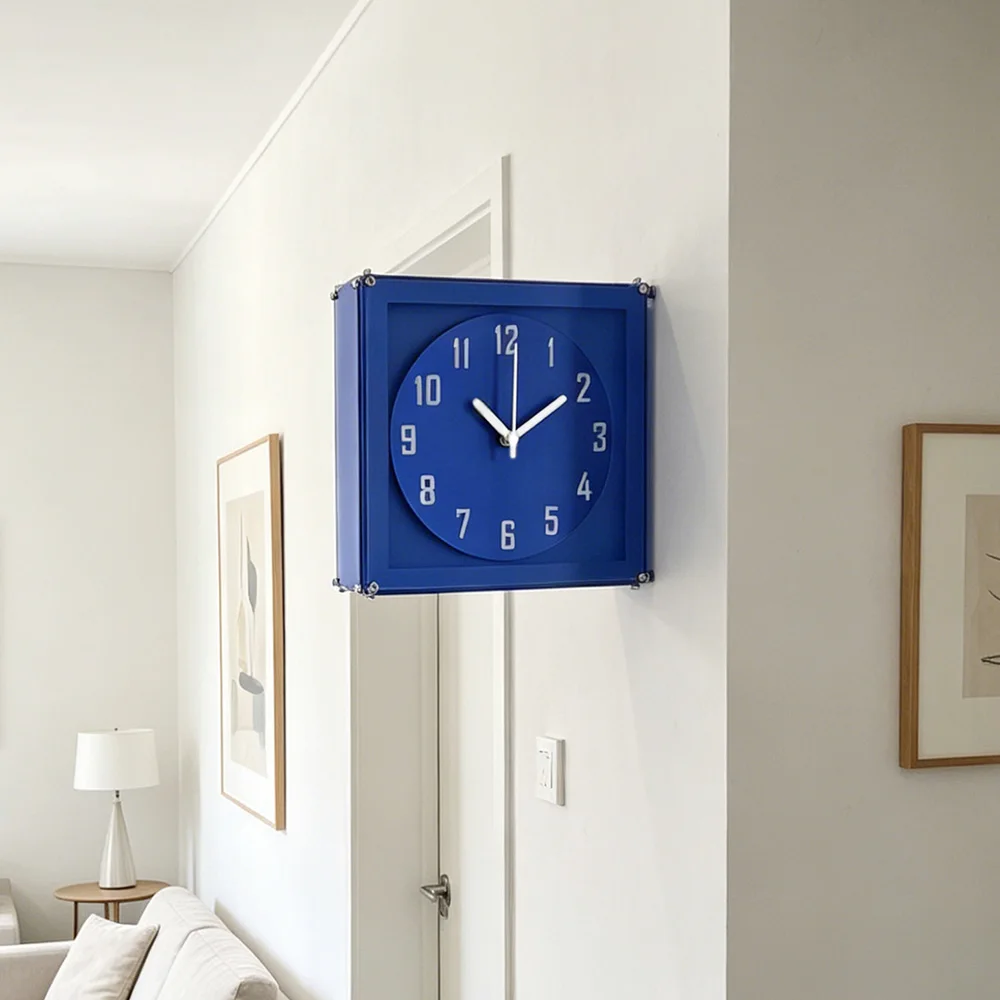 Minimalist Square Acrylic Quartz Clock, 2 in 1 Desk or Wall Mount Clock, Modern Art Ornament for Living Room Home Decoration