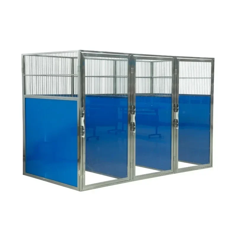 

Customized size Commercial Vetary Cage Tempered Glass 304 Stainless Steel Dog Kennel Runs Walk-in Cage System