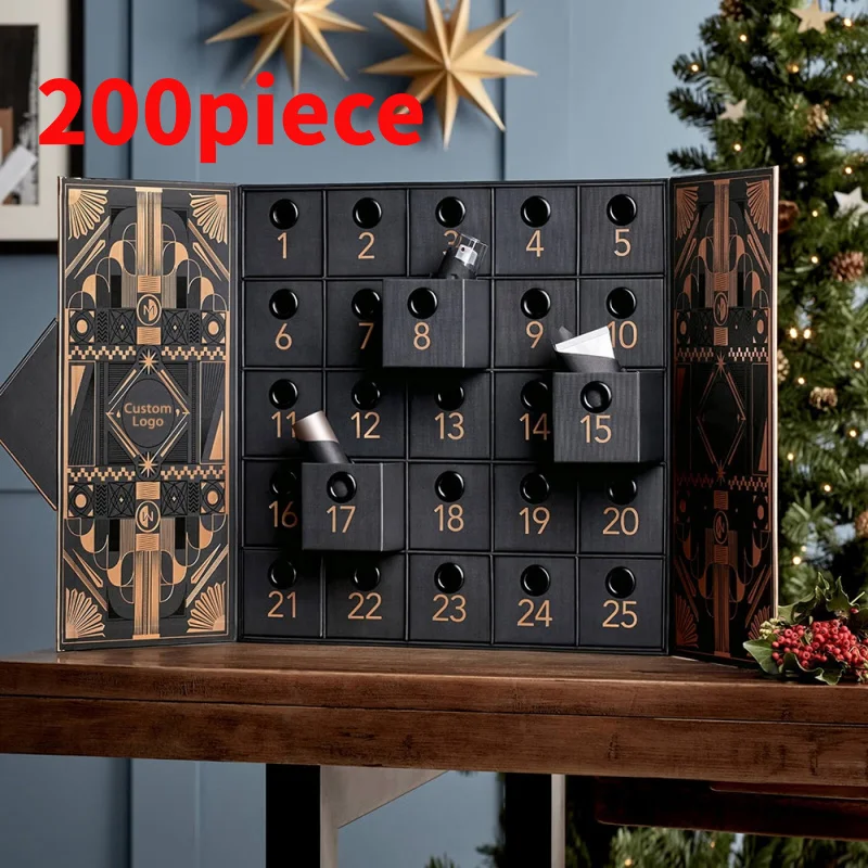 20 0piece.Custom.Custom Printed Logo Xmas Holiday Refillable Countdown Drawers 24 Days Empty Boxes Advent Calendar Box