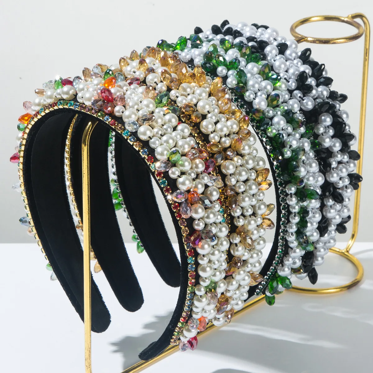 

Crystal Headbands for Women Happy New Year Pearl Headband Bejewelled Rhinestone Pearl Bridal Hair Hoop Wedding Hair Accessories