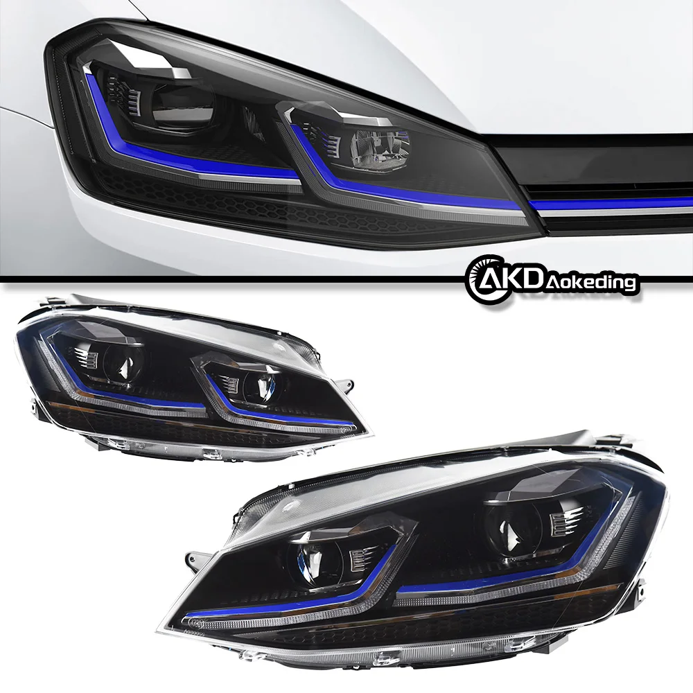 Części samochodowe do reflektorów VW Golf 7 MK7 GTI 2013-2017 Upgrade golf 7.5 stylizacja LED DRL Podwójny projektor Akcesoria samochodowe Zmodyfikowane