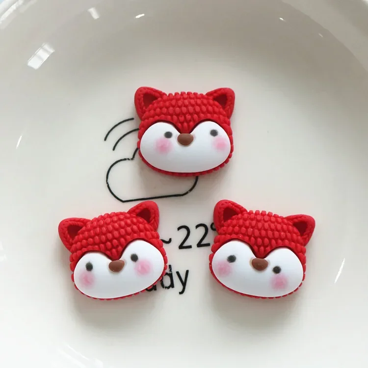 10 Stück Cartoon Harz gestrickt Tier Fuchs Serie DIY Telefon Fall handgemachte Armband Haars pange Zubehör große Nail Art Charms