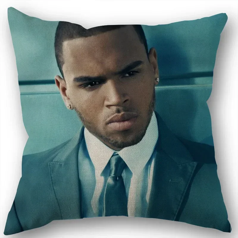 New Chris Brown Pillowcase Wedding Decorative Cotton Linen Pillow Case For Home Pillow Cover 45X45(One Sides)