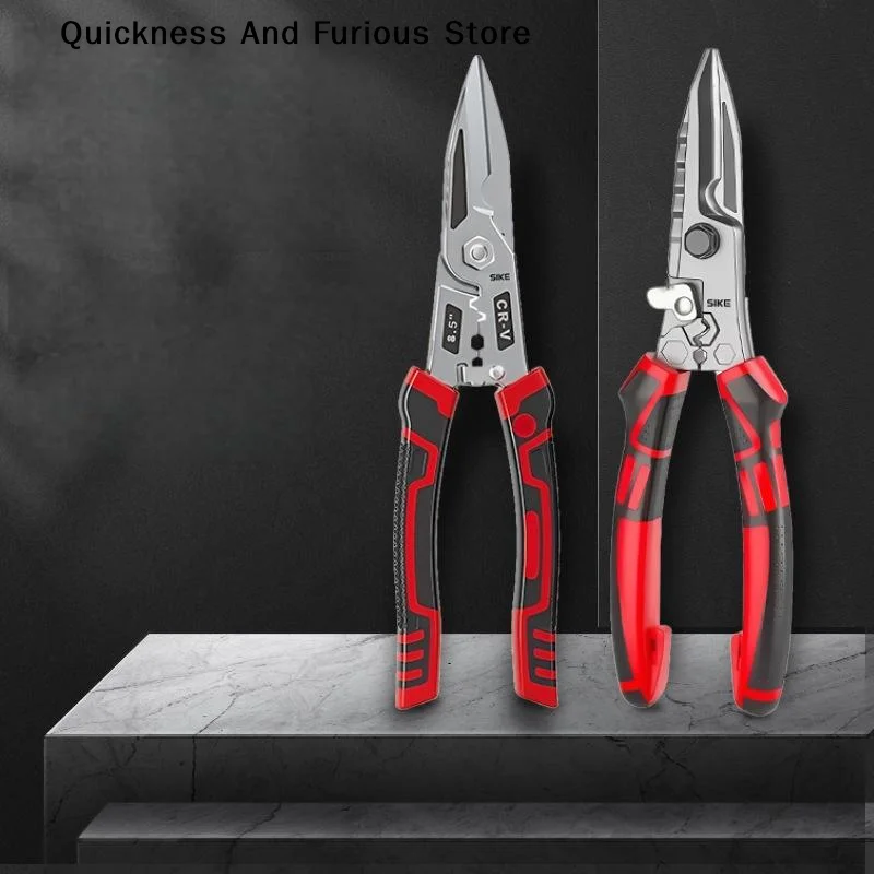 【T】Heavy Duty Multifunctional Electrician Scissors Crimping Wire Cutter With Wrench For Metal Sheet Cable Cutting