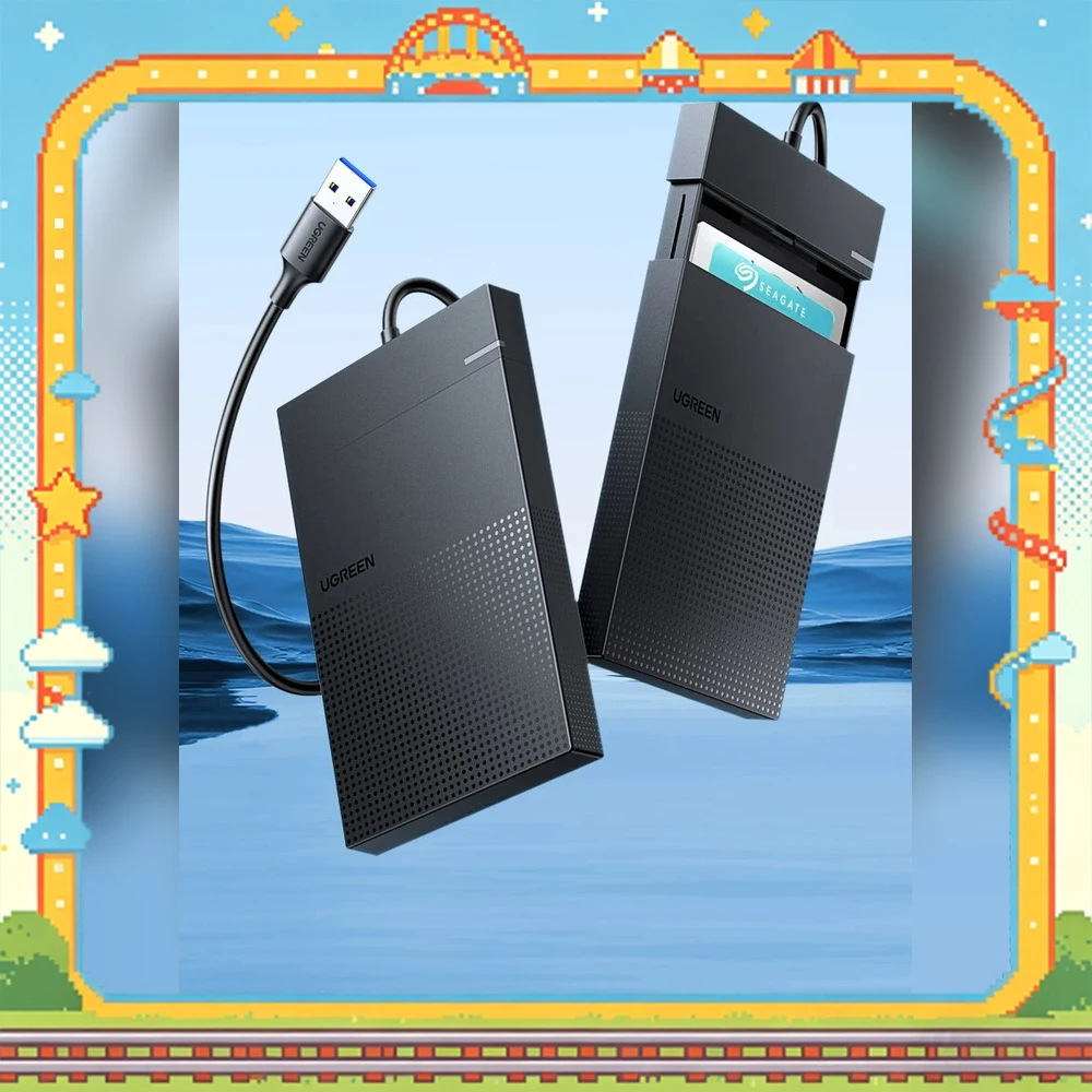 UGREEN 30719 CM471 2.5 Inch SATA HDD Enclosure USB 3.0 Built-in Cable 5Gbps External Hard Drive Case