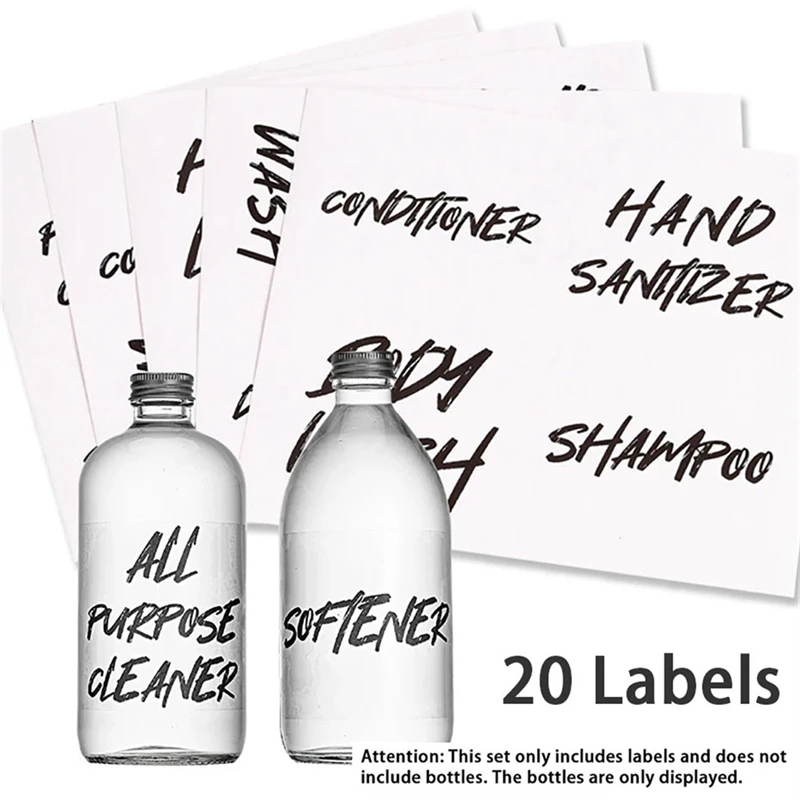 Waterproof Sticker Soap Dispenser White Black Bathroom Jar Storage Label Shower Shampoo Lotion Conditioner Bottle Stickers