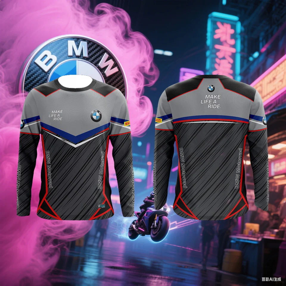 

BMW Print T-shirt Summer BMW MOTORRAD T-shirt Men's Long-sleeved T-shirt Sweat-absorbing Breathable Quick-drying Moto T-shirt