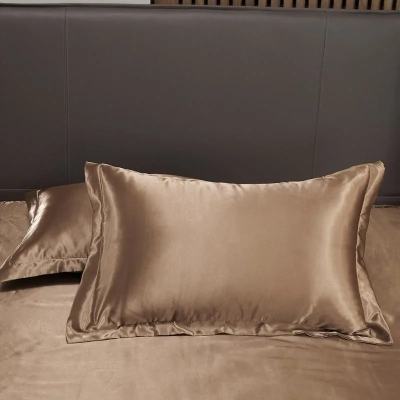 Summer Solid Ice Silk Pillowcase Adult Cool Silky Smooth Sleeping Naked Pillowcase 48x74cm