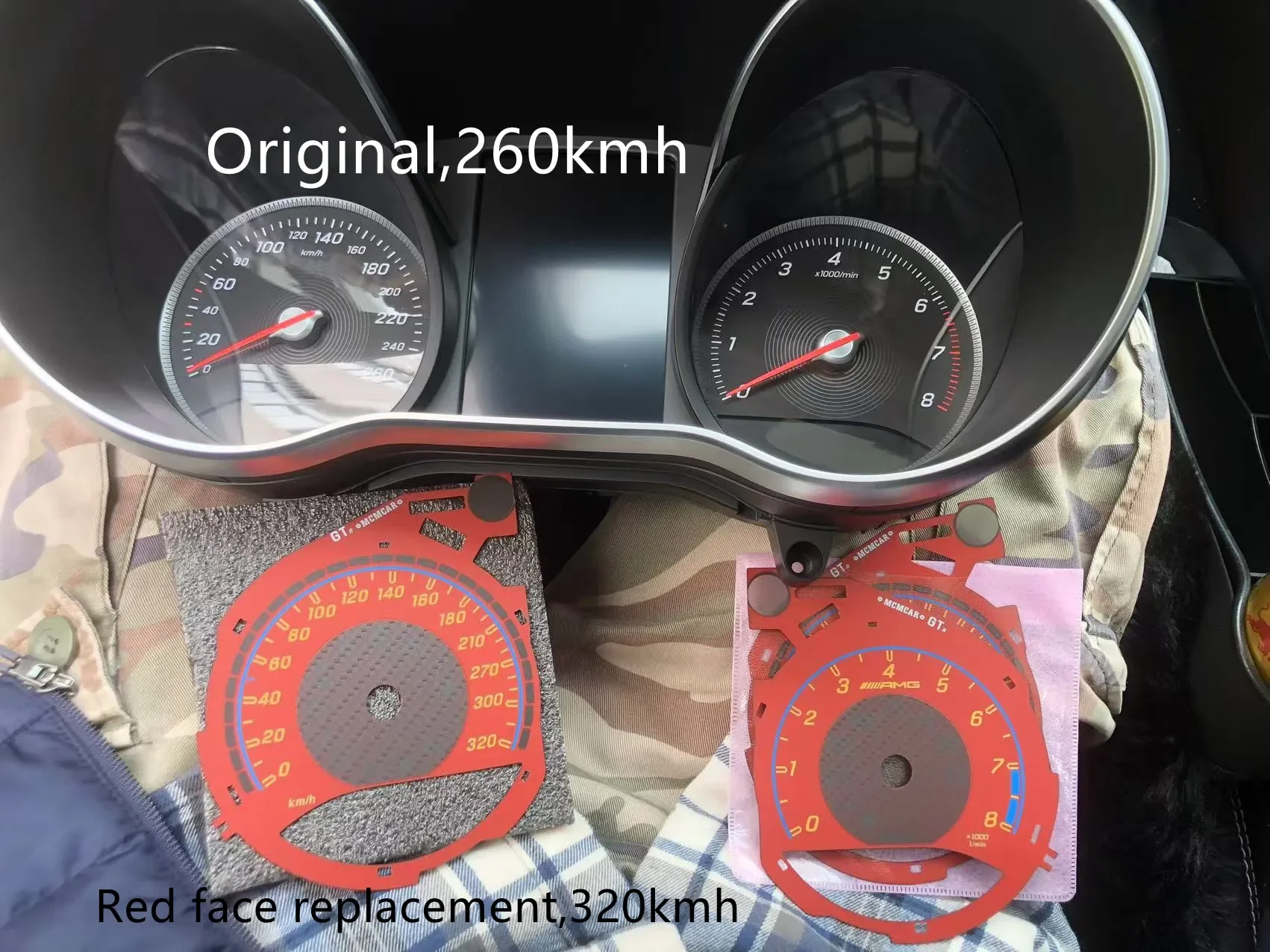 

Counter Cluster Dial FACE For Mercedes C-Class W205 GTR C63 C200L GLC260 Upgrade For AMG Gauge Face 320KM/H 360km/h 8000RPM