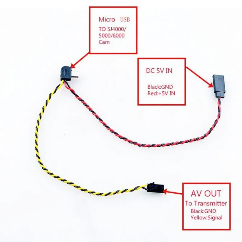 Gopro Micro USB linia kabel kamery SJ4000 SJ5000 6000 AV przewód wideo do ładowania nadajnika FPVAudio