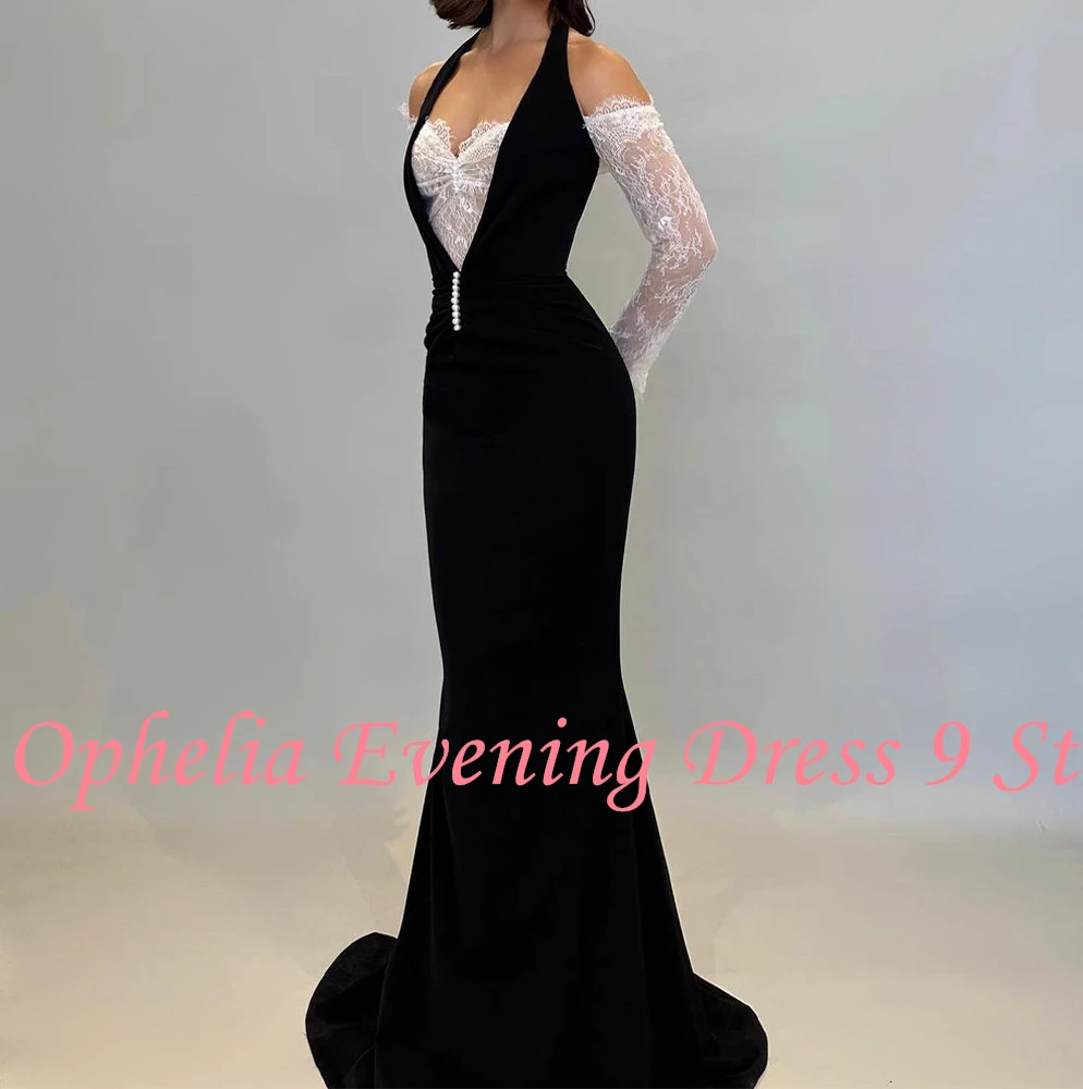 Customized High Quality Strapless Jersey Long Sleeves Evening Dresses Elegant Floor Length Celebrity Gowns Vestido De Noche