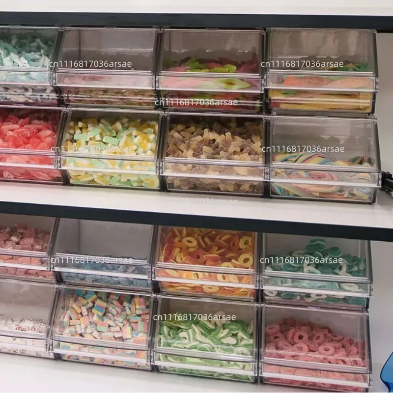 Supermarket Display Box Candy Dried Fruit Push-pull Transparent Plastic Snack Food Box