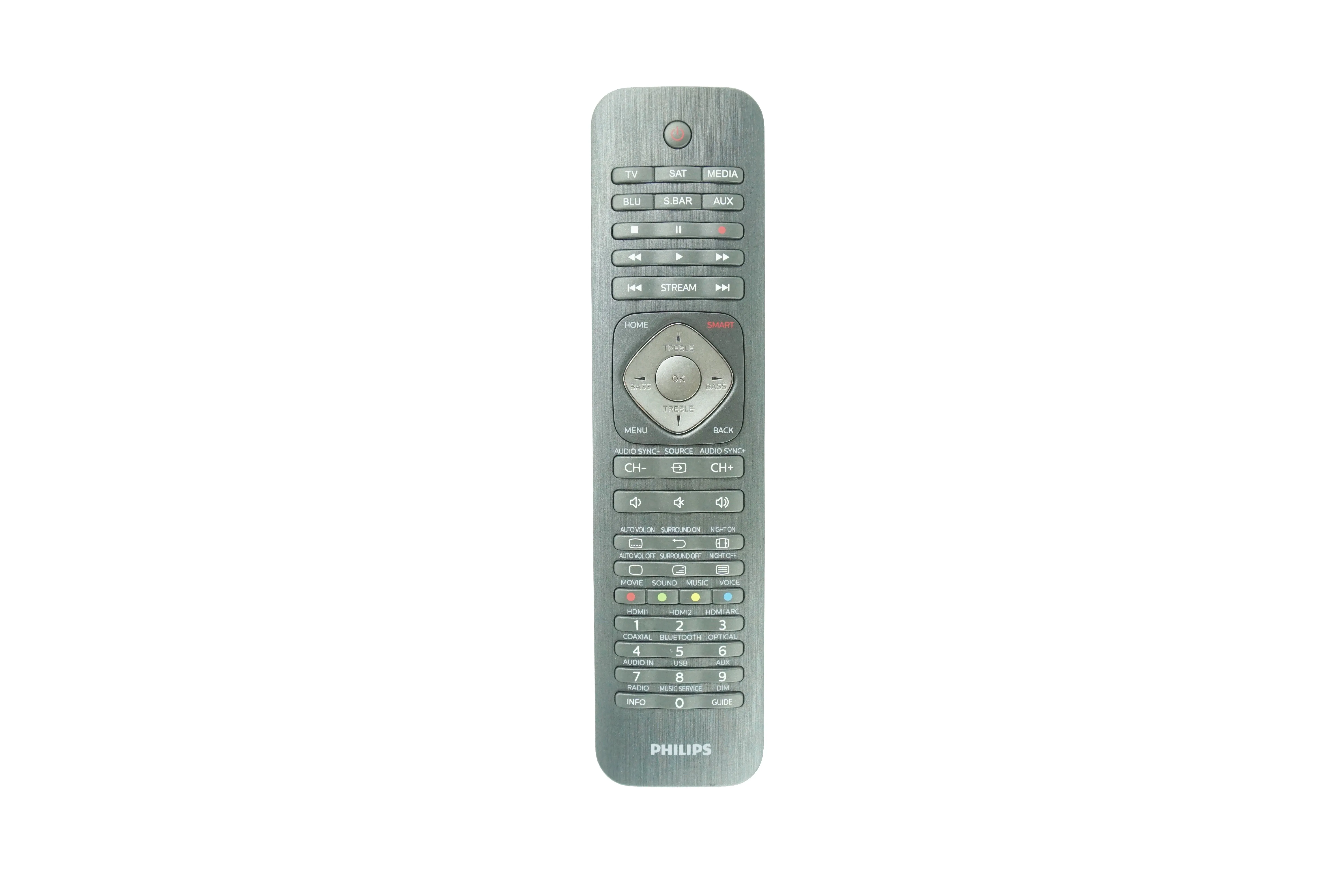 Used Universal Remote Control Compatible For Philips SRP5016/10 6-in-1 Illuminated Learning Buttons Black