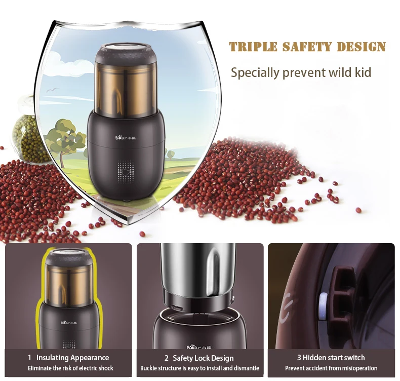 Маленькая многофункциональная пищевая мельница, шлифовальный станок, домашняя портативная мельница из нержавеющей стали, 200 г, мельница для трав, орехов, кафе