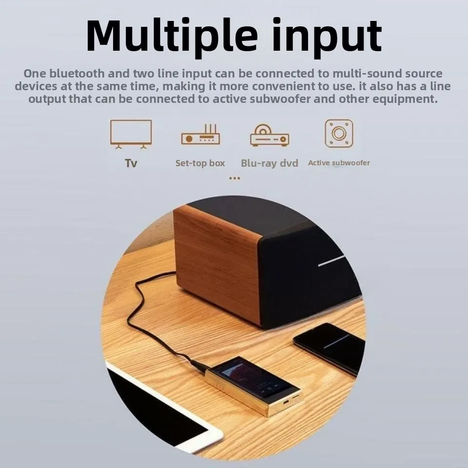 D12 ワイヤレス Bluetooth 木製スピーカー サブウーファー内蔵ステレオ