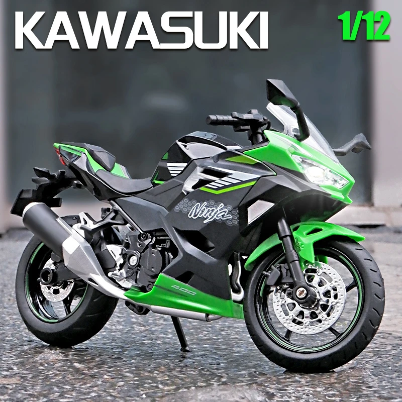 

1:12 Kawasaki Ninja 400 литые модели мотоцикла из сплава, Коллекция игрушечных автомобилей со звуком и фотомагнитом, внедорожник, игрушечный автомобиль