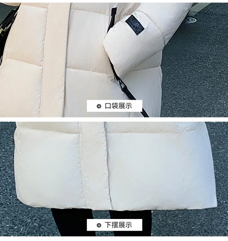 2026 Fashion Down Winter Cotton-padded Jacket Men Women Couple Clothes Long Parkas Thicken Warm Tops Hooded Overcoat Loose Coats