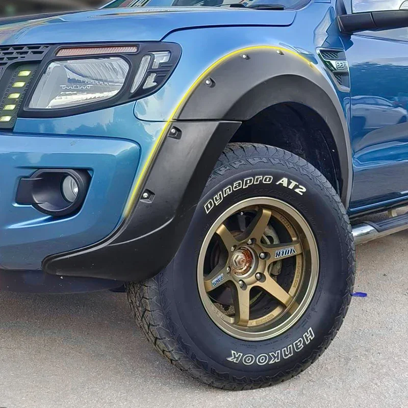 9'' Riveted Style Fender Flares Wheel Arch Extension for Ford Ranger Wildtrak T6 2012 2013 2014 PX Auto Part Accessories 6pcs