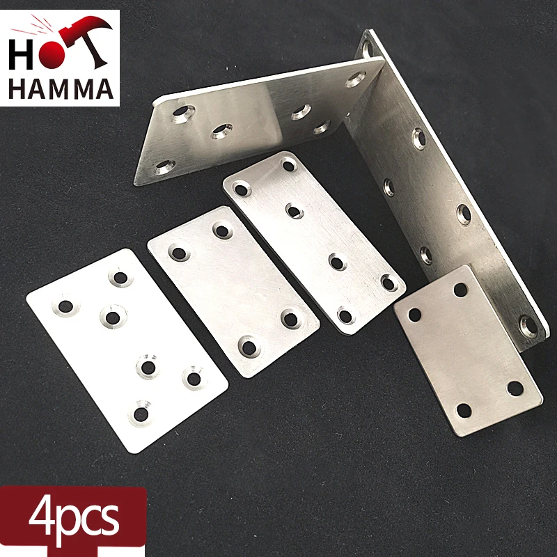 4Pcs Angle Corner Stainless Steel 180 Degree Board Connector Wall Fastener Furniture Hardware Joint  Bracket Cabinet Accessories