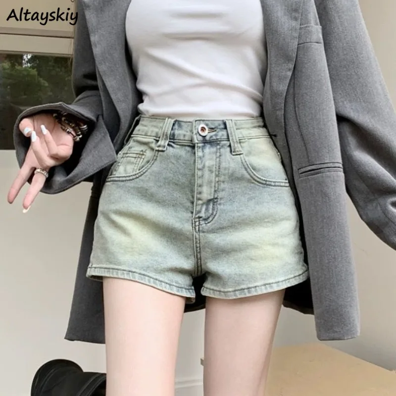 Solid Shorts Women Summer Hot Girls Vintage Spicy Hip-covering Designed High Waist Korean Style Pockets All-match Leisure Chic