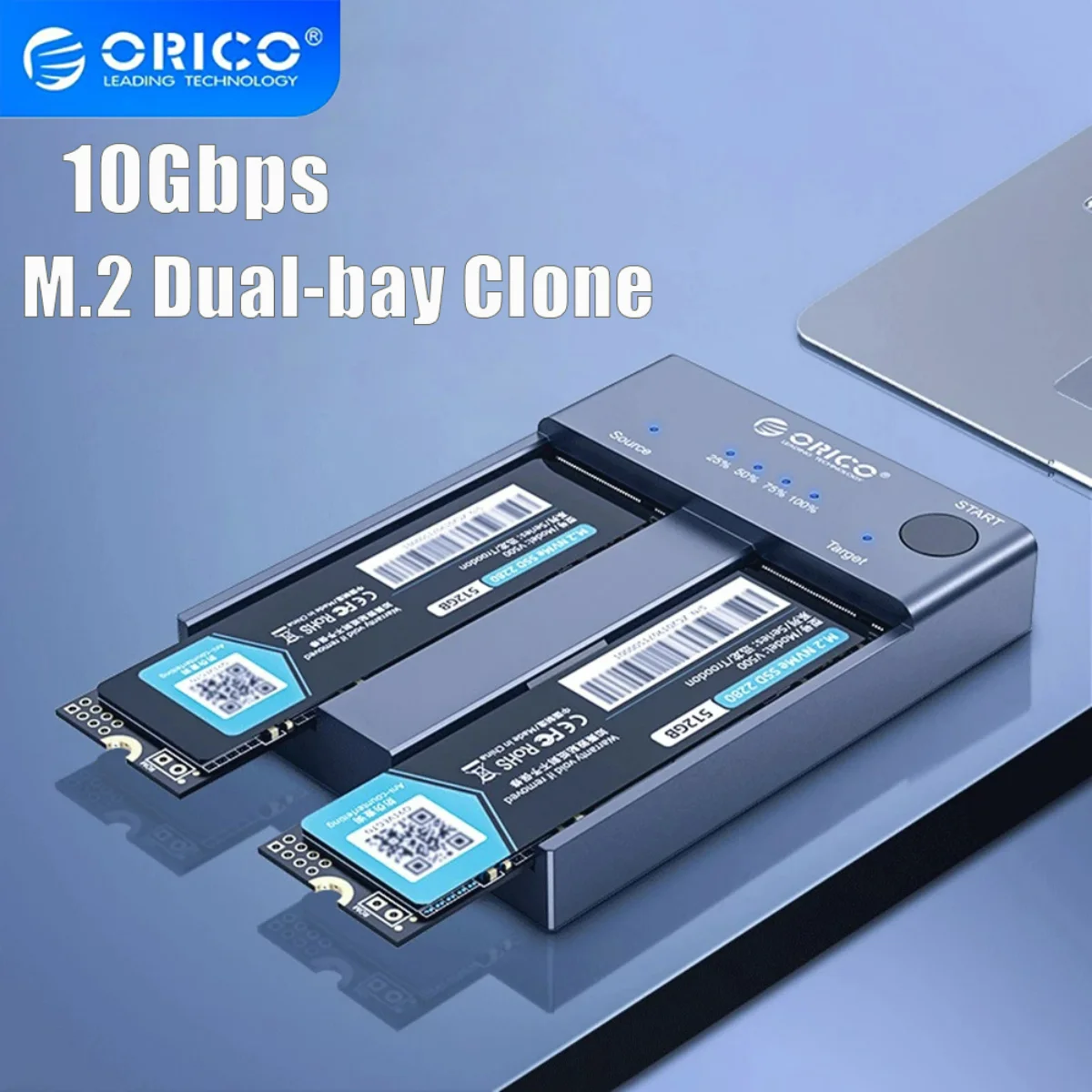 

Корпус для SSD-накопителя ORICO Dual Bay M.2 NVME, 10 Гбит/с, USB C 3,1 Gen2