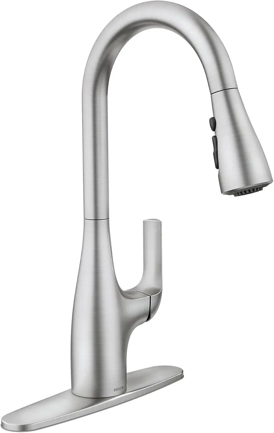 Stainless Steel Pull-Down Kitchen Sink Faucet with Enhanced Boost Spray, Transitional High-Arc One-Handle Single-Hole Design, Spot-Resistant Finish, Easy to Install
