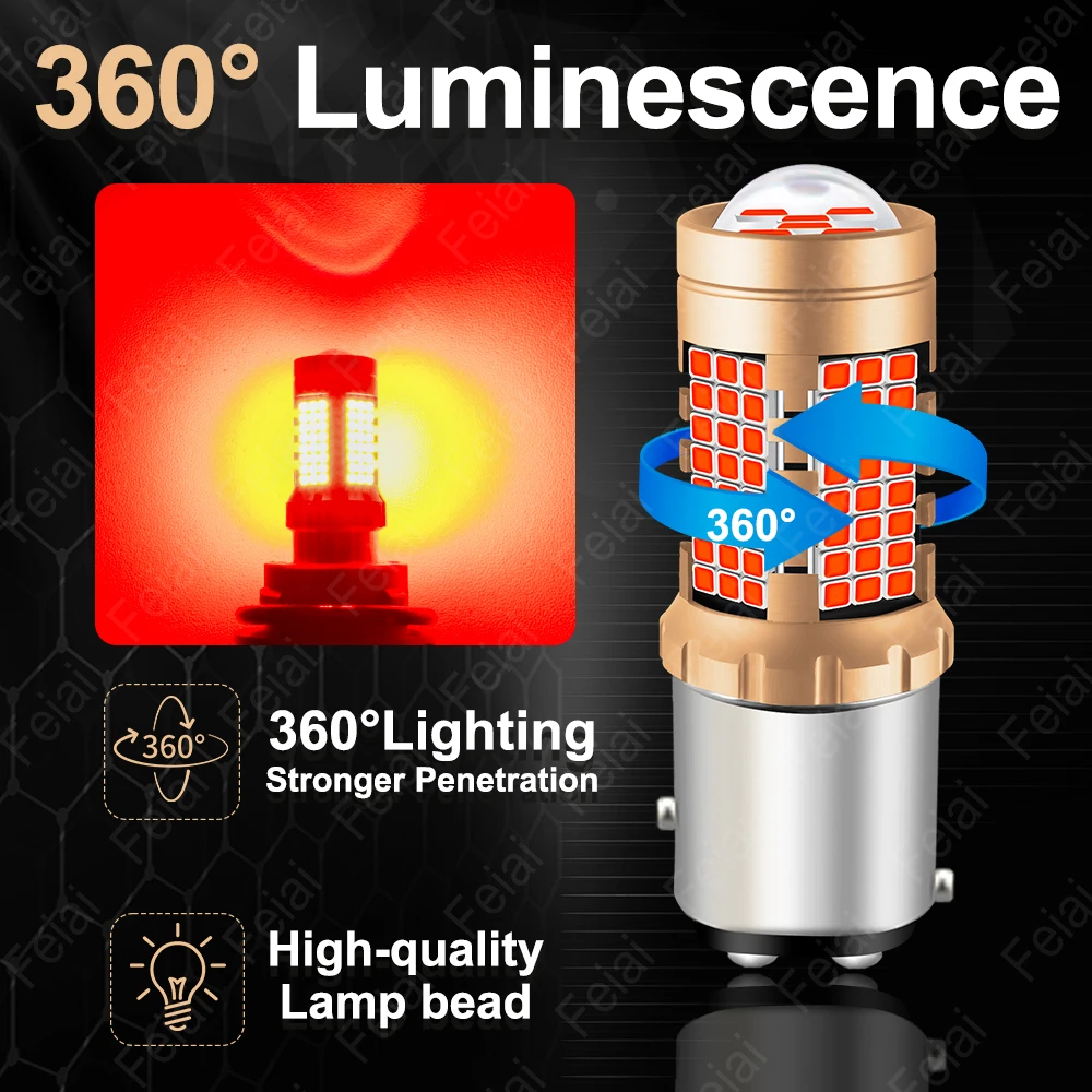 Lampu LED Canbus 1157 BAY15D P21/5W untuk Lampu Rem Belakang Mobil, Lampu Rem Strobo Merah P21 5W 1157 LED, Lampu Rem Berkedip P21/5W